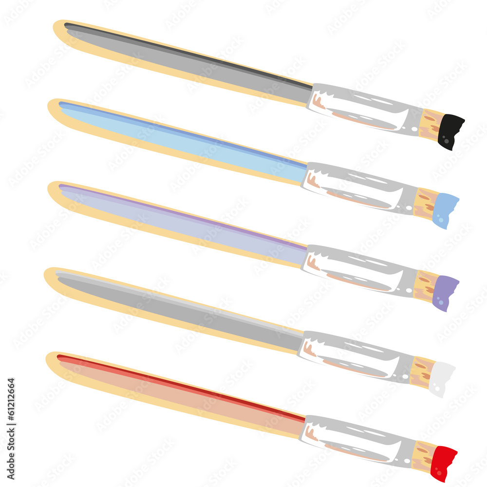 brush to paint in different colors, set brush to paint in different colors, set
