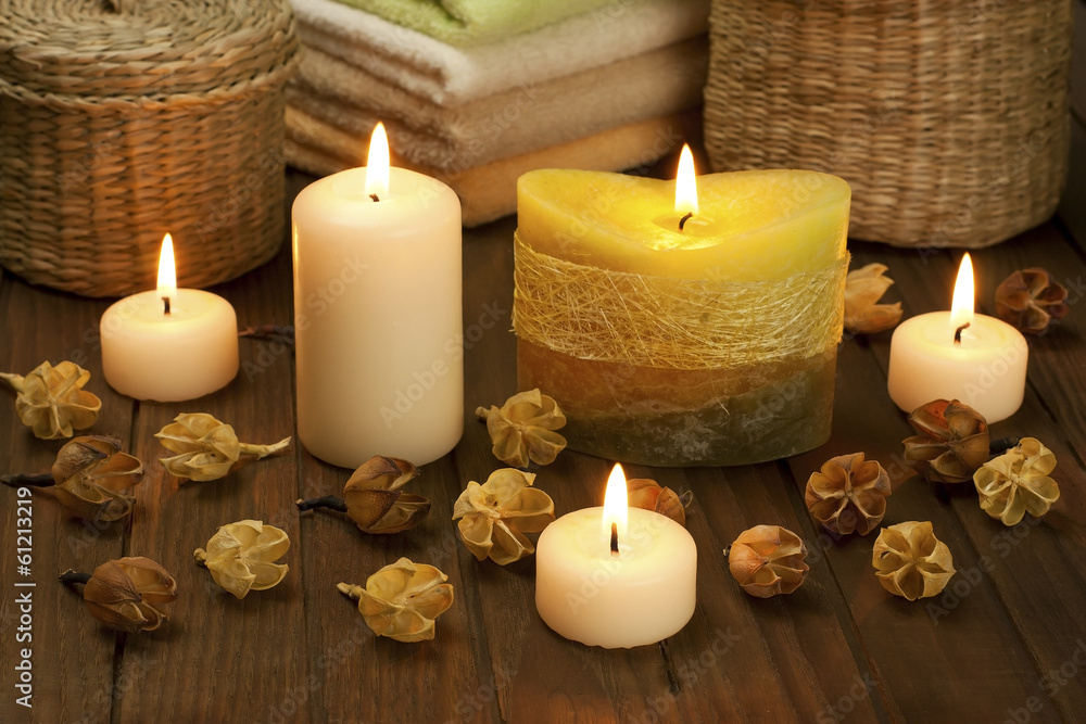Spa concept with candles still life Spa concept with candles still life