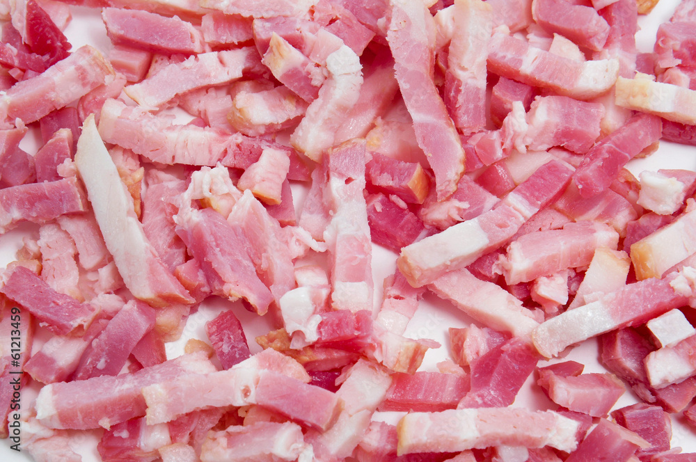 chopped raw bacon