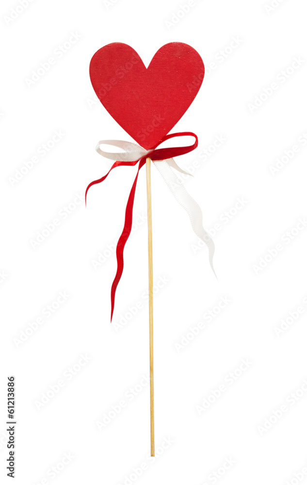 Heart Lollipop with ribbon, isolated