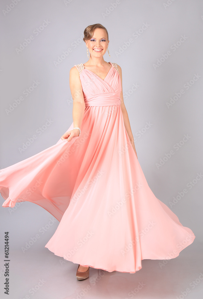 beautiful girl in pink dress
