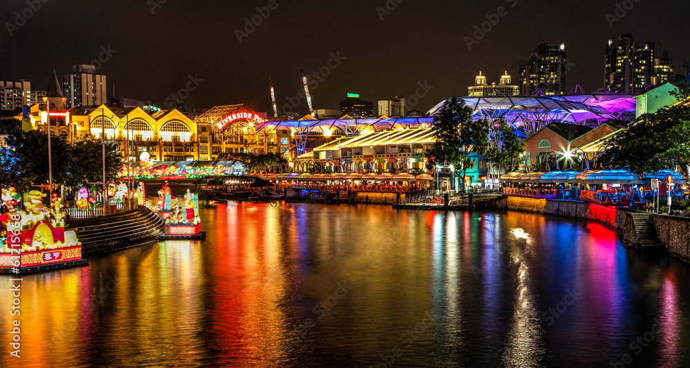 Naklejka premium Chinese Lantern Festival on Singapore River at Clarke Quay