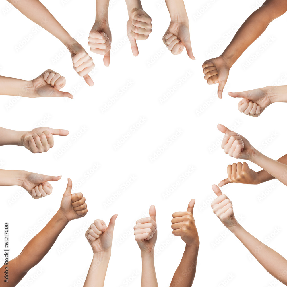 human hands showing thumbs up in circle human hands showing thumbs up in circle