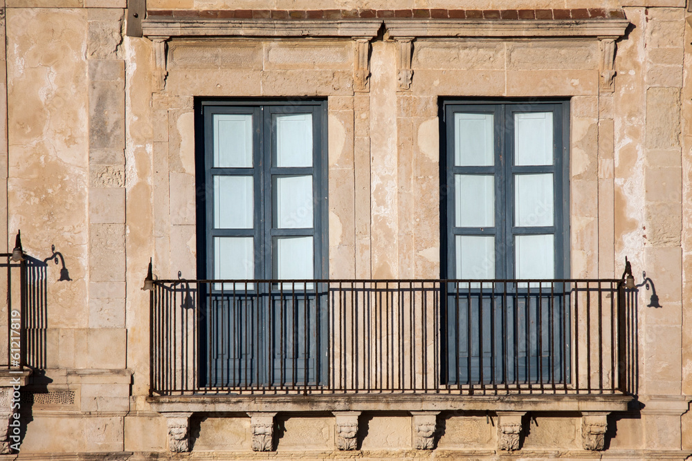 Typical renaissance windows with balcony, Italy