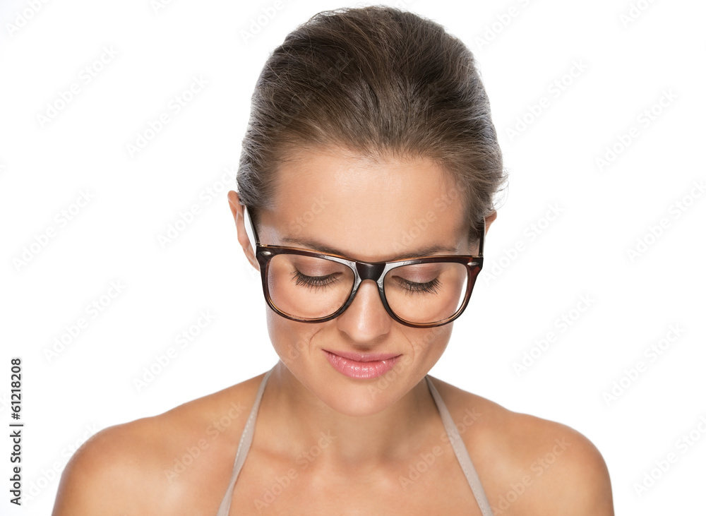 Portrait of calm young woman in eyeglasses Portrait of calm young woman in eyeglasses