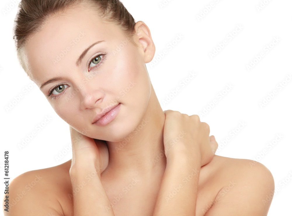 A beautiful woman, portrait isolated on white background A beautiful woman, portrait isolated on white background
