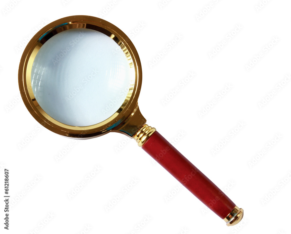 Metal magnifying glass isolated on white background. Metal magnifying glass isolated on white background.