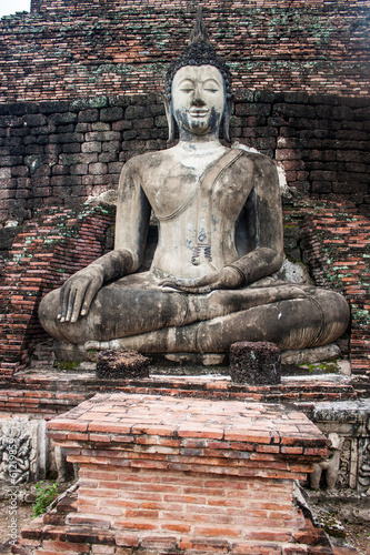 Buddha image at Wat Mahathat temple ruin in Sukhothai 