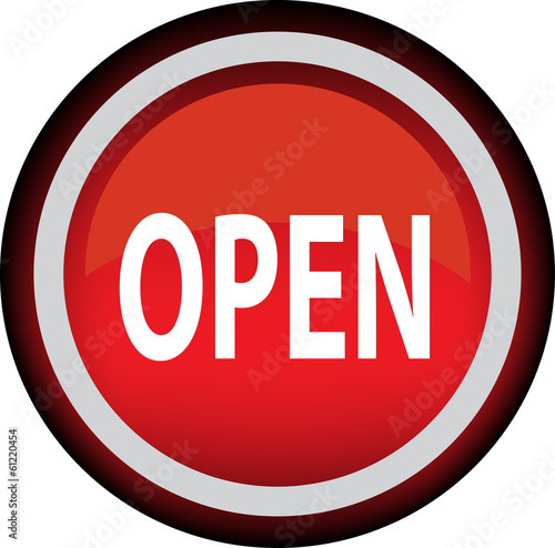 Круглый векторный знак с надписью OPEN