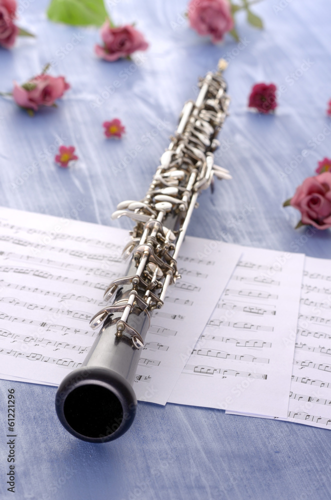 Fototapeta premium Oboe mit Partitur und Sommerfeeling