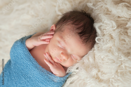 Portrait of a Sleeping Newborn Baby Boy