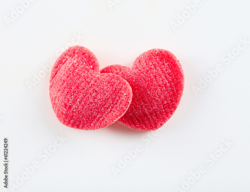 Red hearts on white a