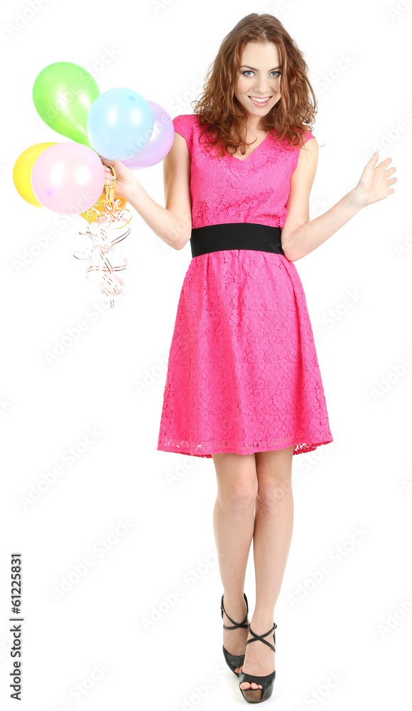 Beautiful young girl in dress isolated on white Beautiful young girl in dress isolated on white