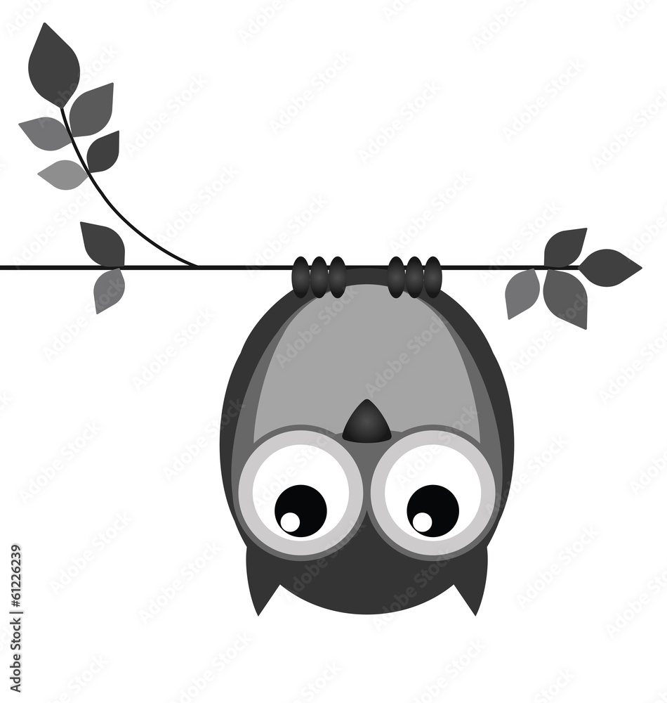 Fototapeta premium Upside down owl on a branch