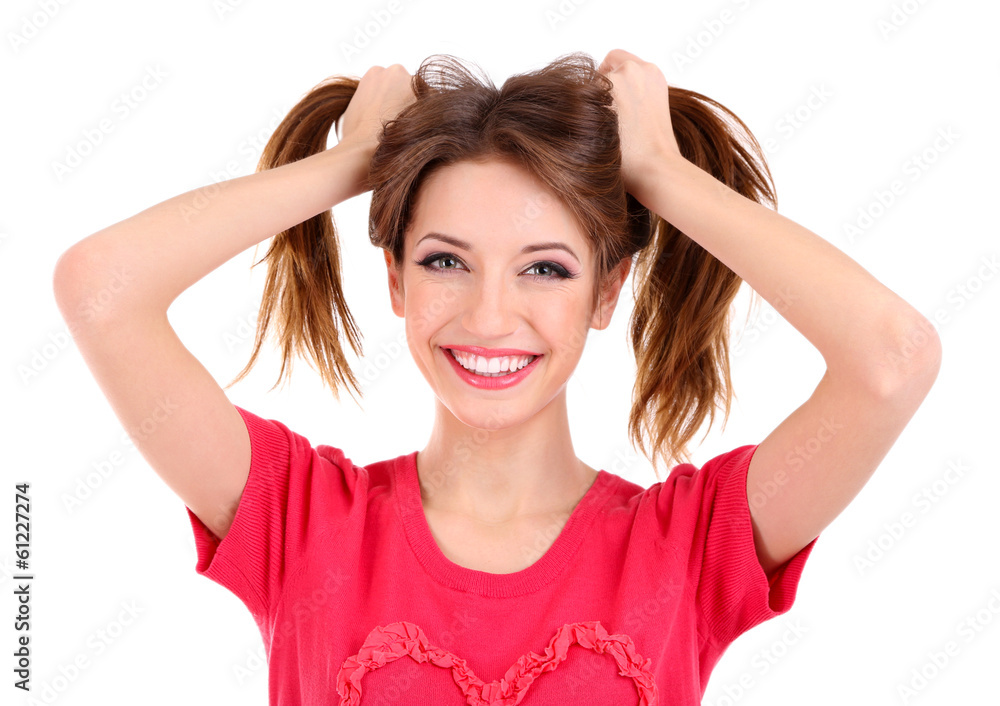 Fototapeta premium Attractive woman isolated on white