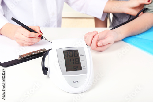Measuring pressure of patient in hospital close-up