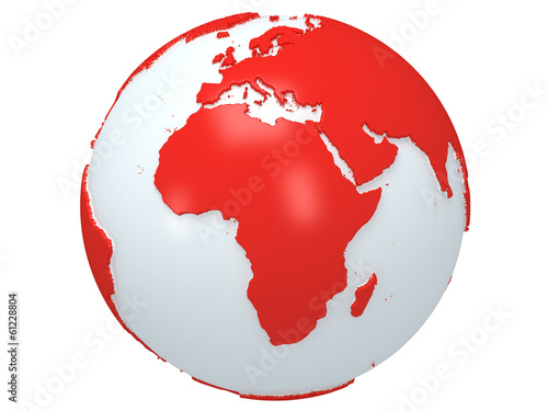 Earth planet globe. 3D render. Africa view.