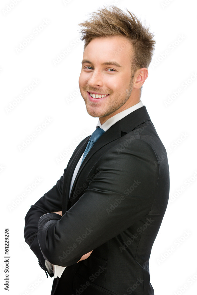 Half-length portrait of business man with crossed hands Half-length portrait of business man with crossed hands