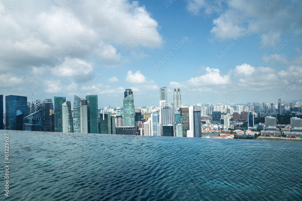 Infinity swimming pool of the Marina Bay Sands in Singapore.