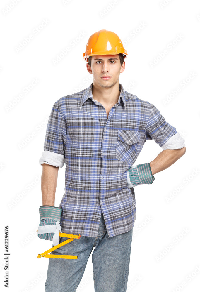 Half-length portrait of foreman in range helmet Half-length portrait of foreman in range helmet