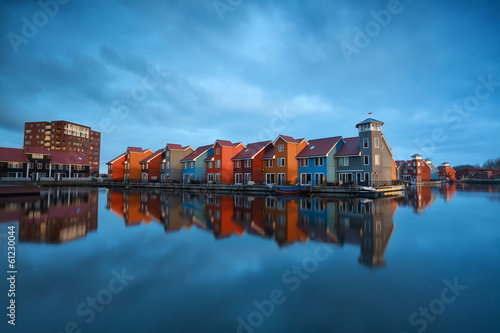 colorful buildings on water in Holland