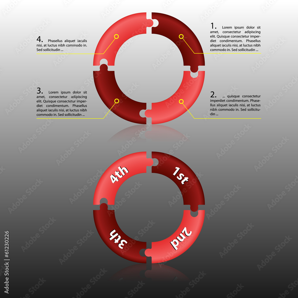 Rounded red puzzles with place for description Rounded red puzzles with place for description