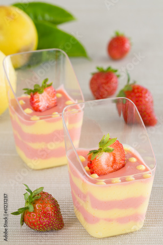 Passion fruit and strawberry mousse