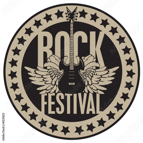 round banner with the guitar for a rock festival