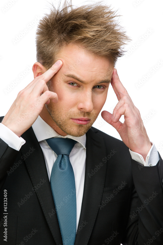 Portrait of businessman putting hands on head Portrait of businessman putting hands on head