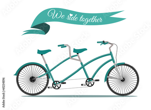 We ride together. vintage tandem bicycle. vector