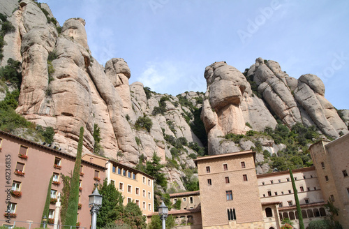View of Monastery of Montserrat and mountains