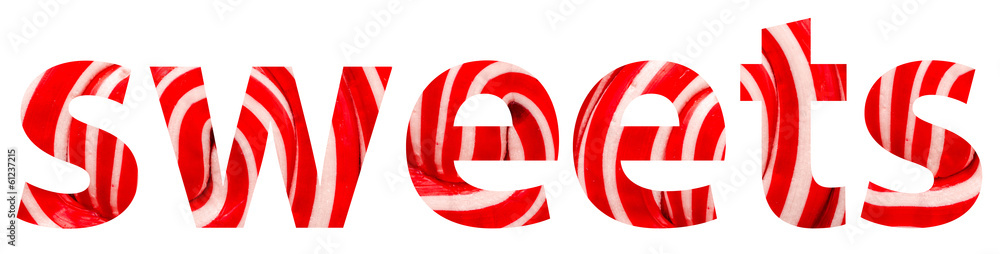 Sweets Word Abstract Isolated On White Made Of Lollipop Texture Sweets Word Abstract Isolated On White Made Of Lollipop Texture
