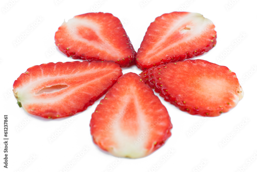 Sliced strawberry isolated on white background Sliced strawberry isolated on white background