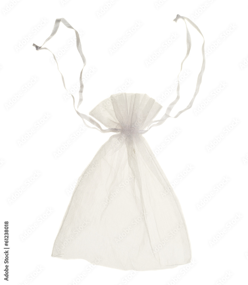 White drawstring bag packaging isolated White drawstring bag packaging isolated