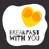 Breakfast with you - vector Valentines day card