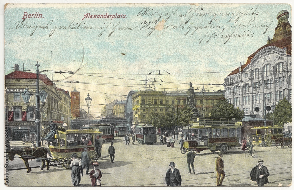 Obraz premium Berlin Alexanderplatz 1908 (hist. Postkarte)