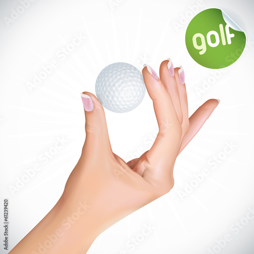 Vector Hand Holding Golf Ball Illustration