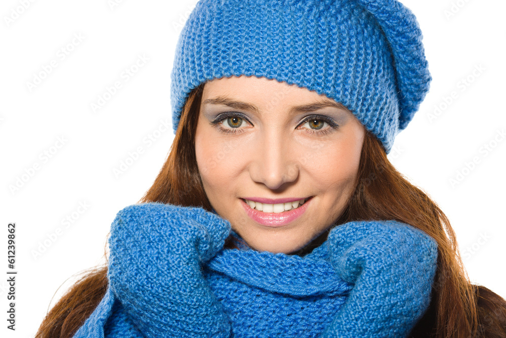 Young happy woman wearing winter cloth Young happy woman wearing winter cloth
