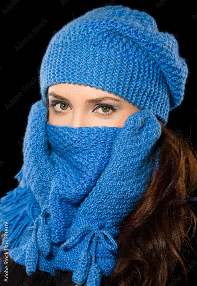 Young happy woman wearing winter cloth Young happy woman wearing winter cloth