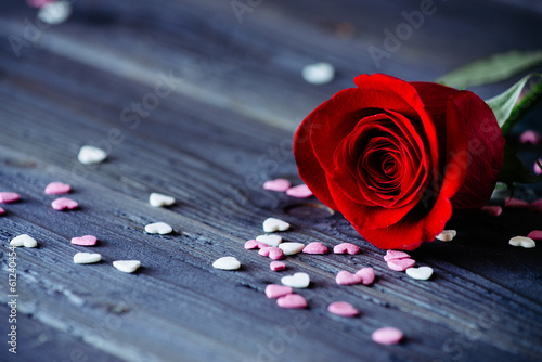 Rose and little hearts for love concept