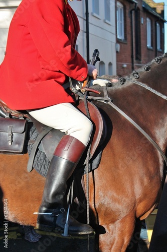 fox hunt Huntsman ready for the hunt on his horse