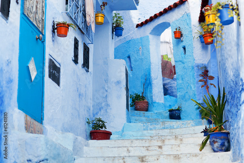 Beautiful blue medina of Chefchaouen city in Morocco © Zzvet
