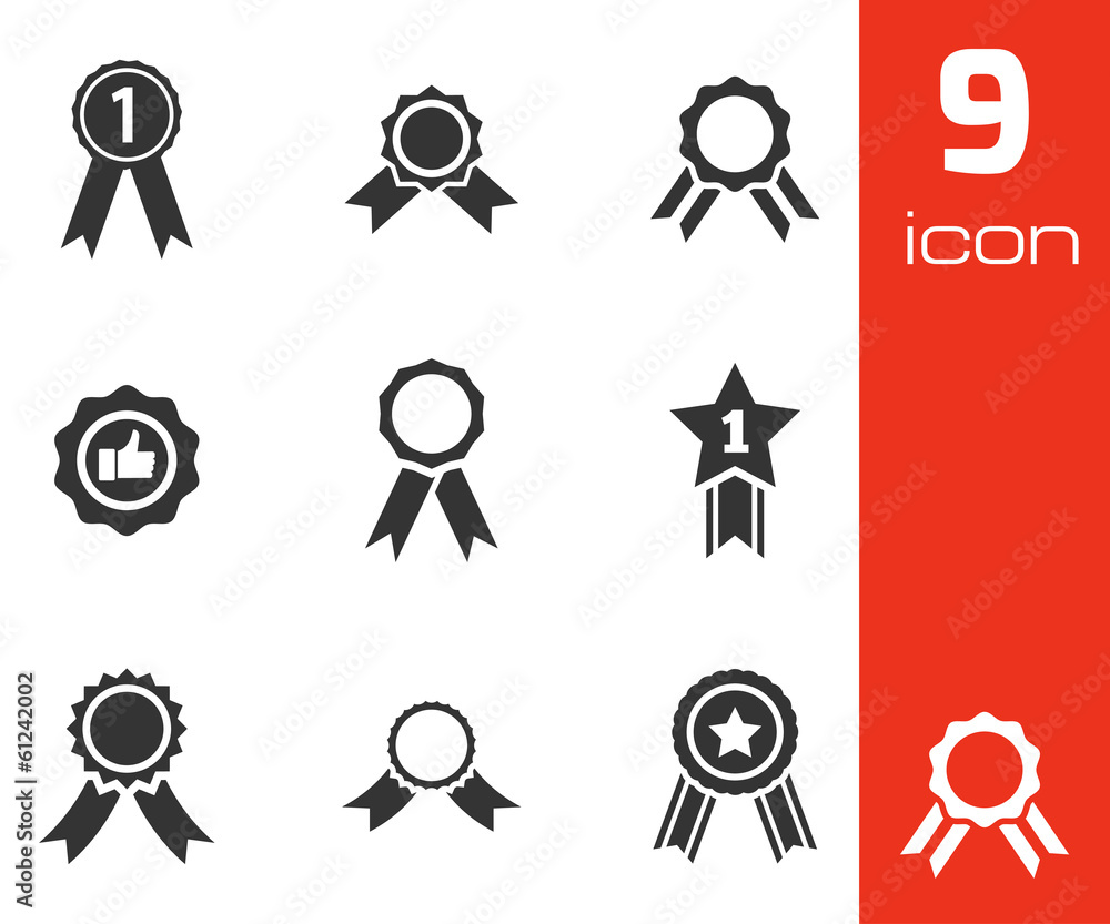 Vector black award medal icons set Vector black award medal icons set
