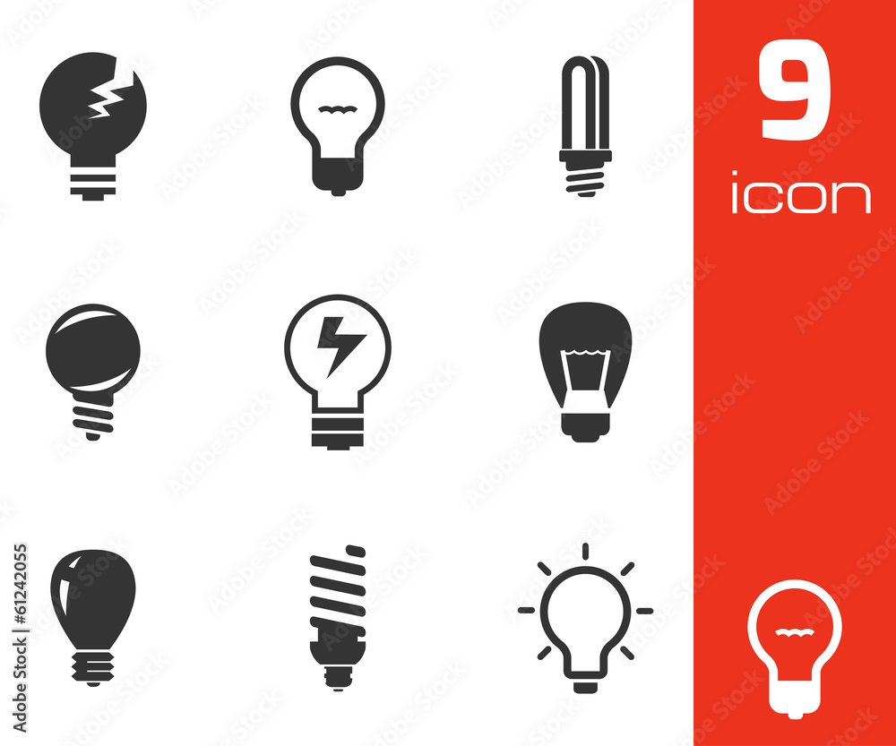 Vector black bulbs icons set Vector black bulbs icons set