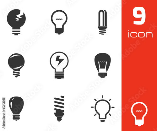 Vector black bulbs icons set