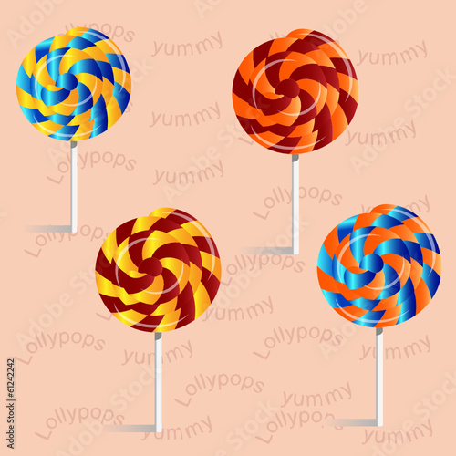 Illustrtion of lollypops on the pink background