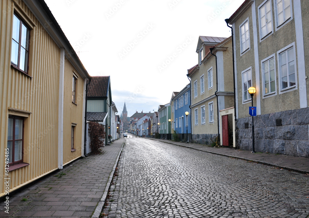off street in Västervik, Sweden, Scandinavia, Europe