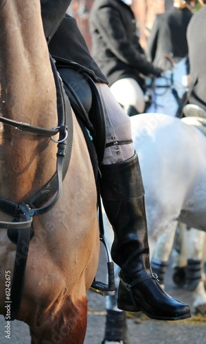 Huntsman on horse ready for the fox hunt