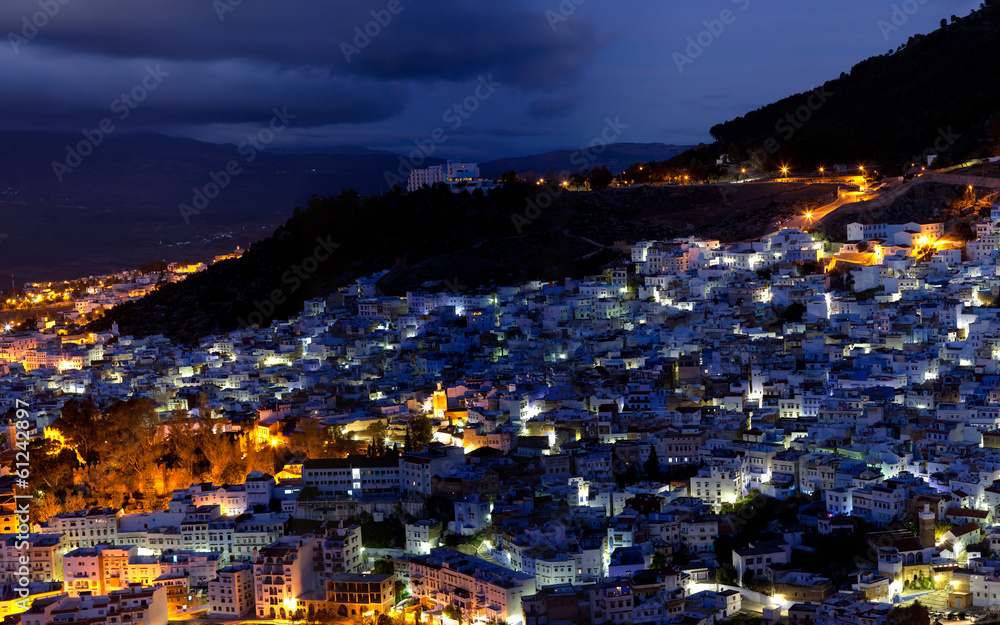 Medina of Chefchaouen at twilight, Morocco
