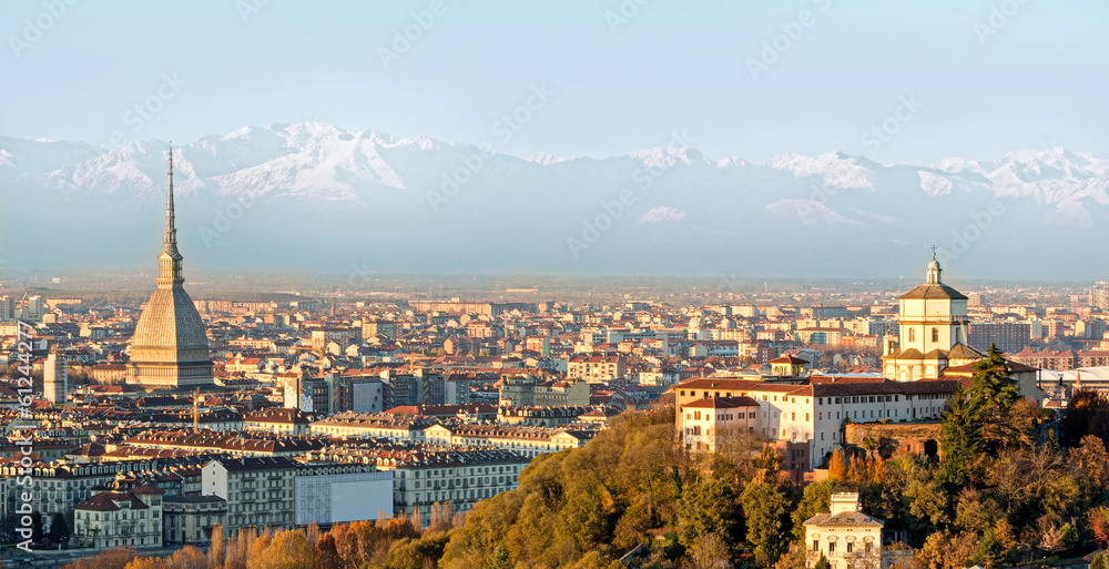 Turin (Torino), panorama with the Alps